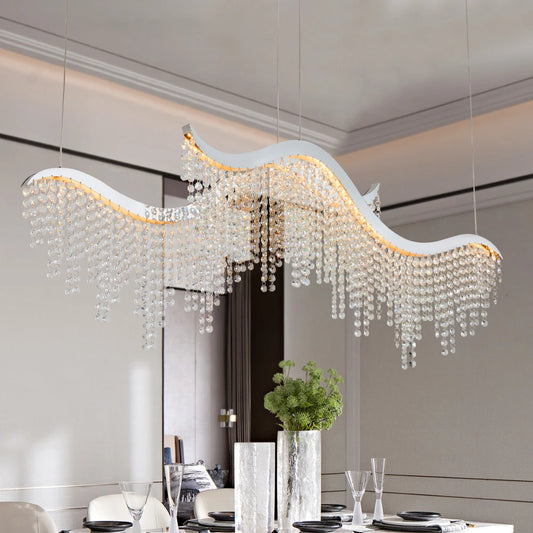 Modern Wave LED Crystal Chandelier