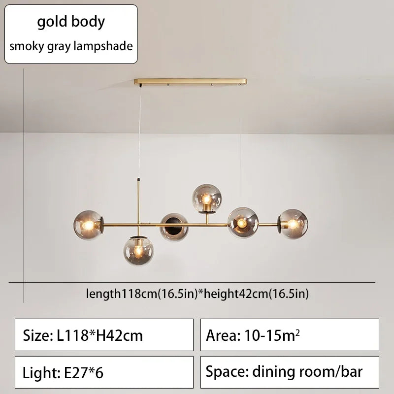 Modern Minimalist Glass Ball Chandelier