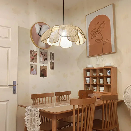 Rattan Woven Petal Pendant Lamp