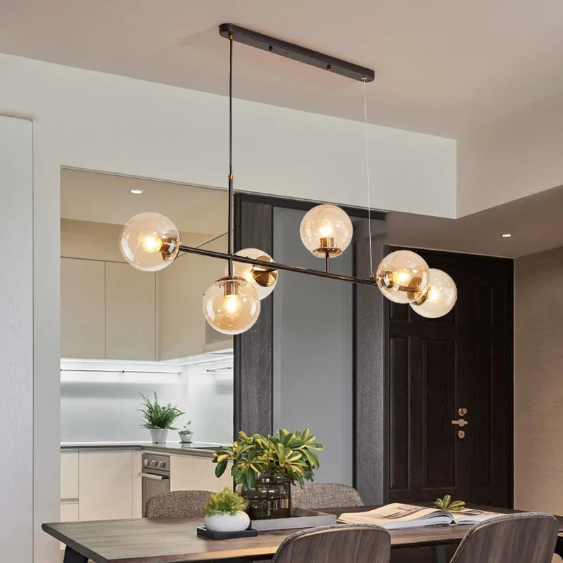 Modern Minimalist Glass Ball Chandelier