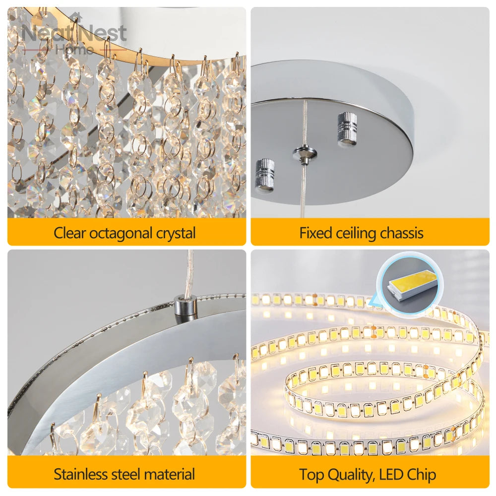 Modern Wave LED Crystal Chandelier