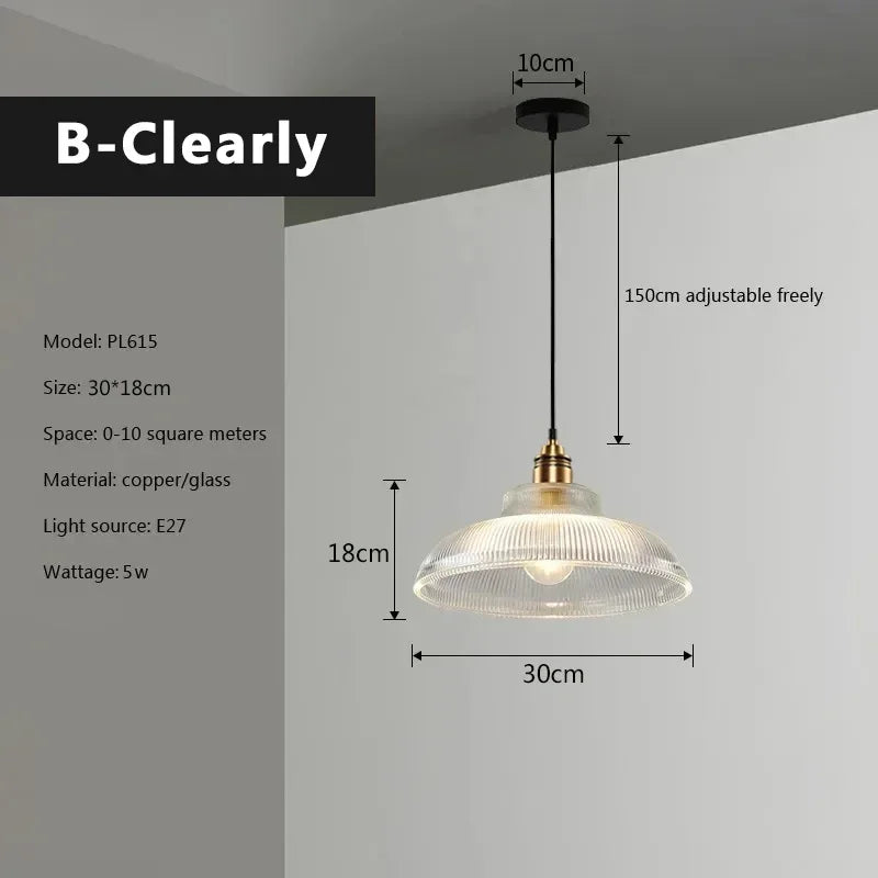 Retro Glass Pendant Celing Light