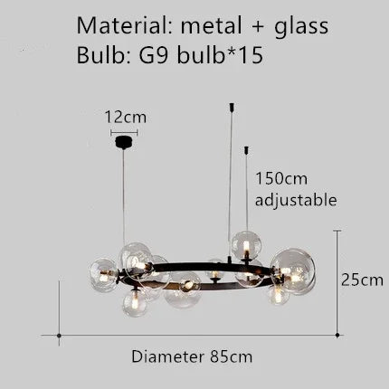Nordic LED Clear Glass Bubble Chandelier