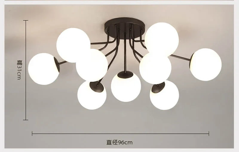 Modern Black Glass Ball LED Ceiling Light
