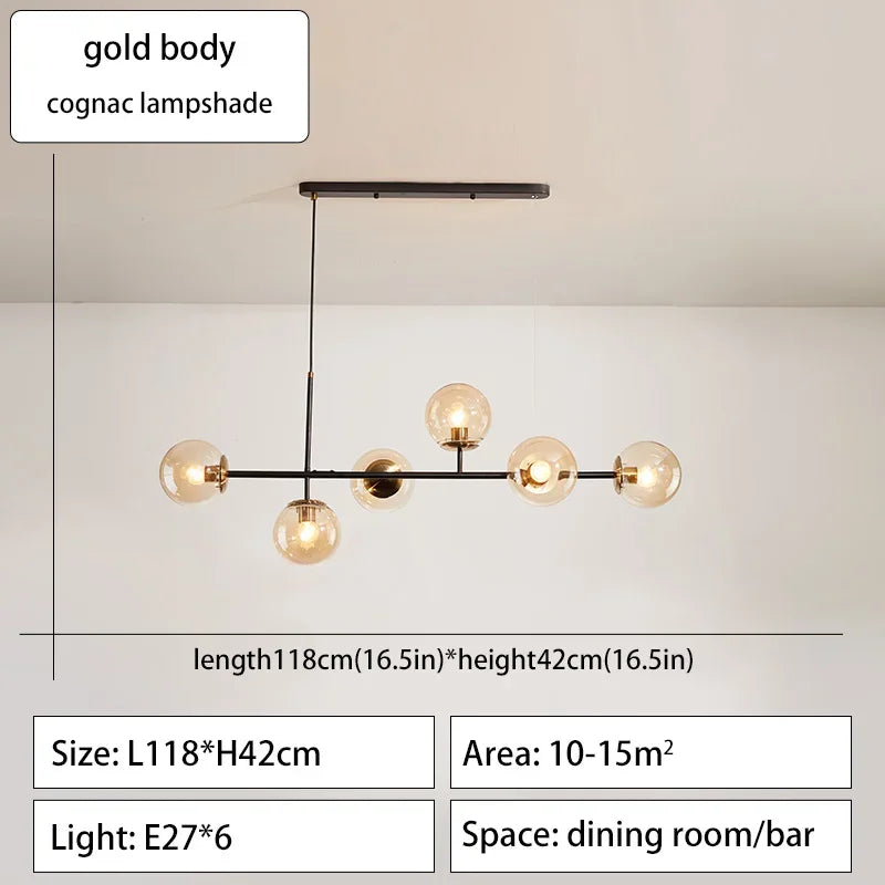 Modern Minimalist Glass Ball Chandelier