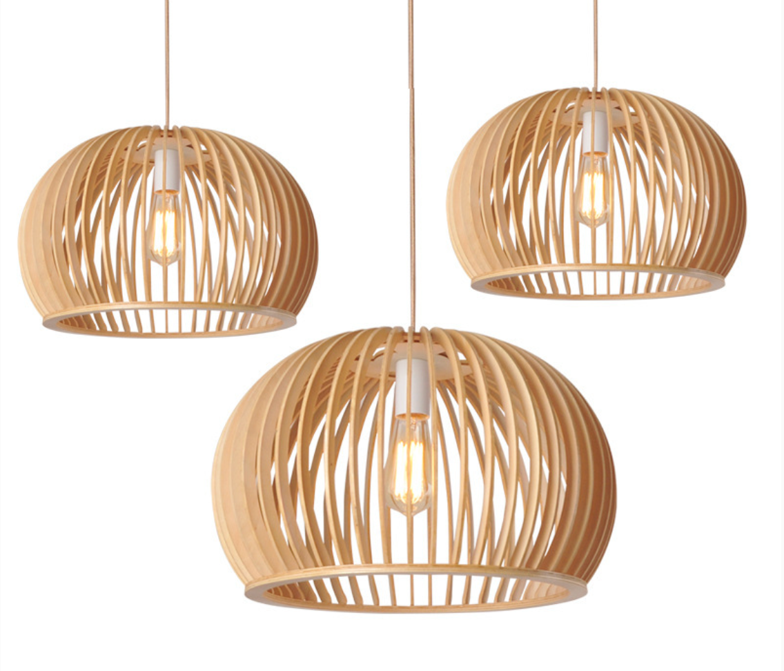 Nordic Wooden Half Round Pumpkin Chandelier