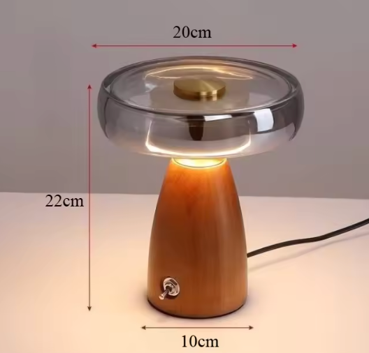 Glass and wood Cordless Portable Table Lamp