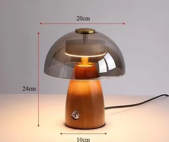Glass and wood Cordless Portable Table Lamp