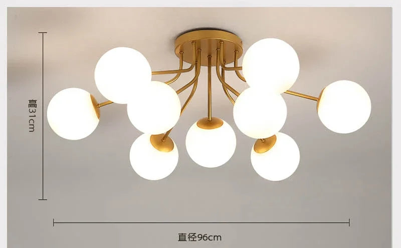 Modern Black Glass Ball LED Ceiling Light