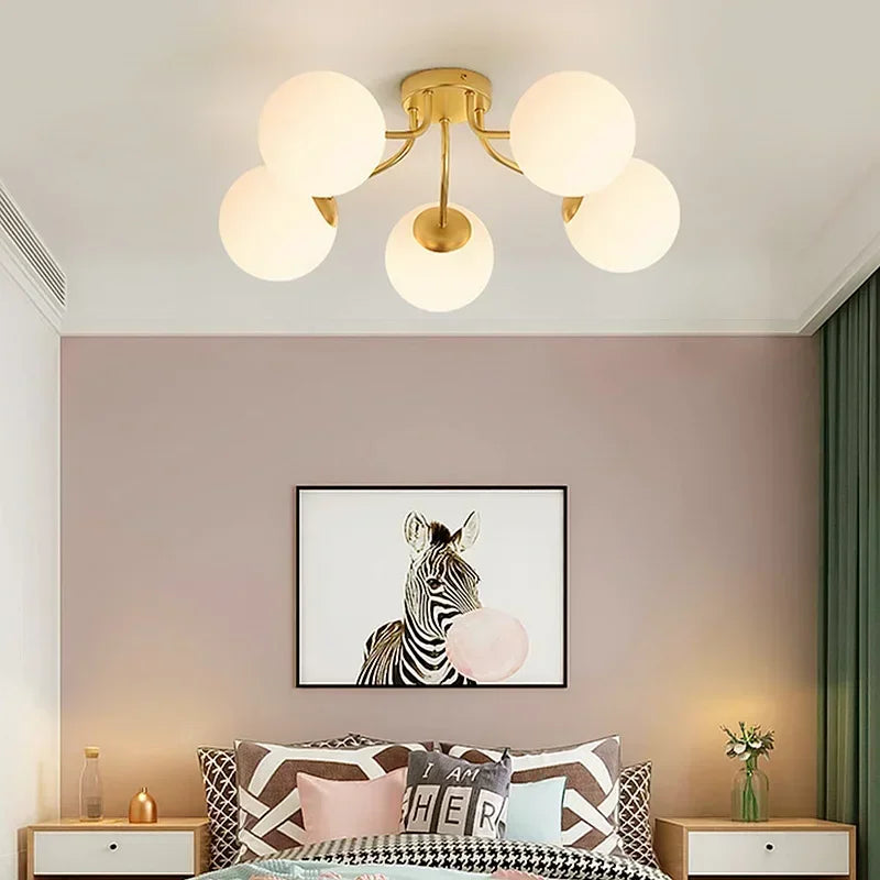 Modern Black Glass Ball LED Ceiling Light