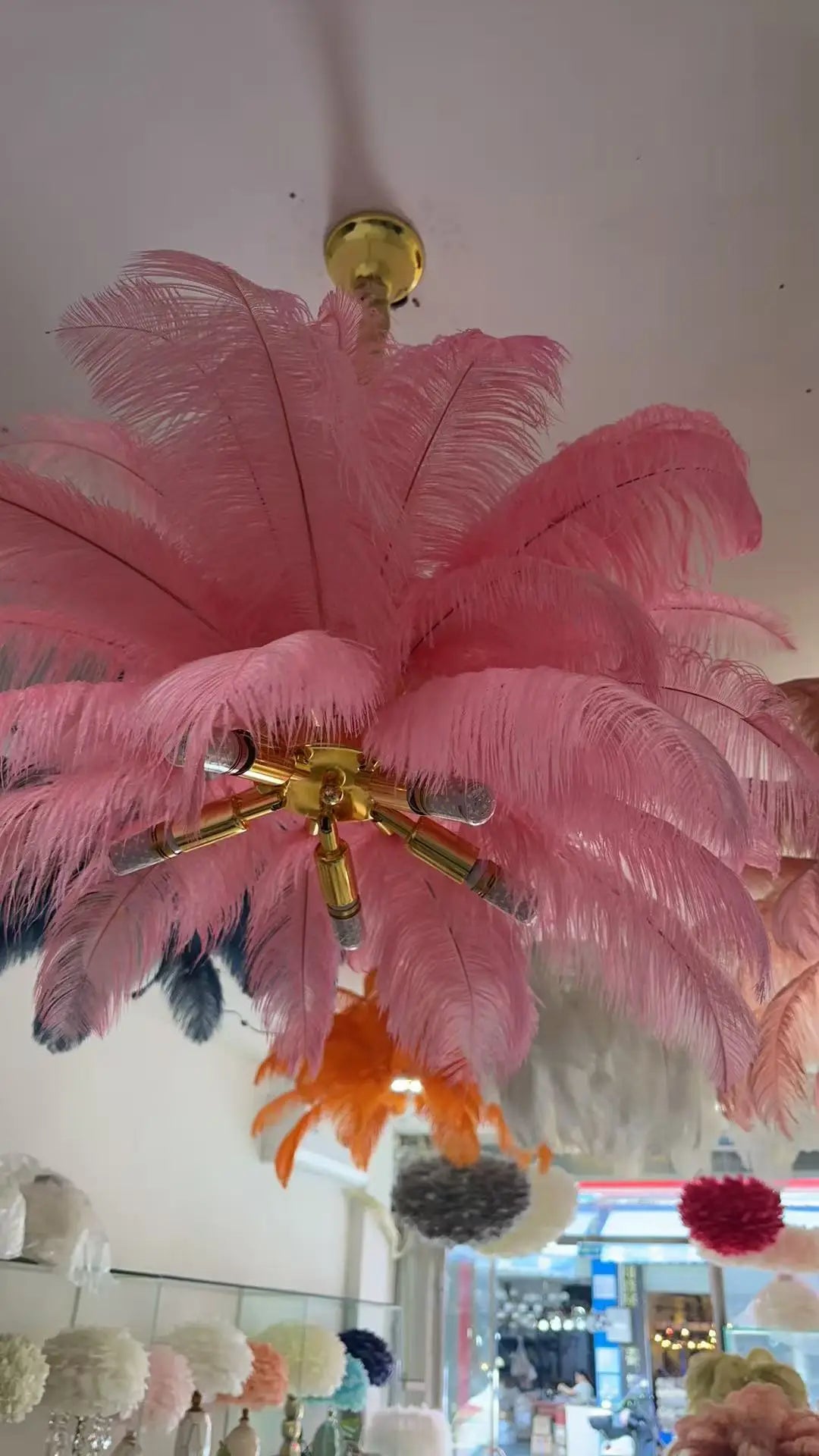 Ostrich Feather Ceiling Lamp