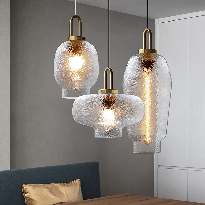 Modern LED Lantern Glass Chandelier