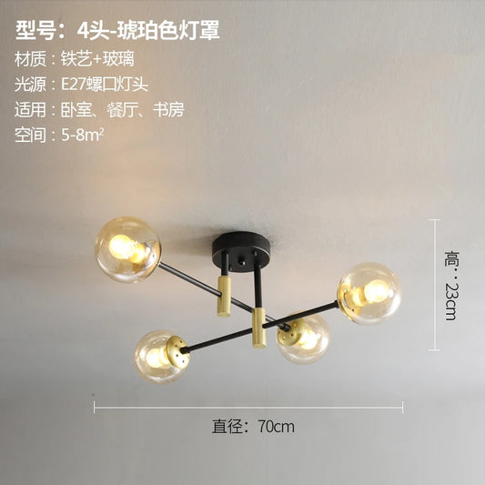 Nordic Modern LED Glass Ball Chandelier