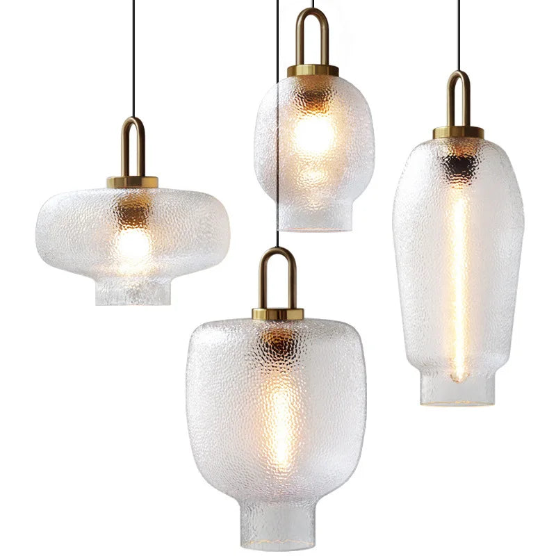 Modern LED Lantern Glass Chandelier