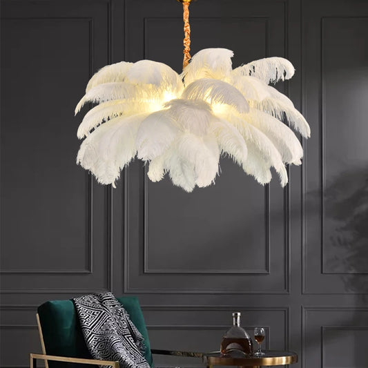 Ostrich Feather Ceiling Lamp