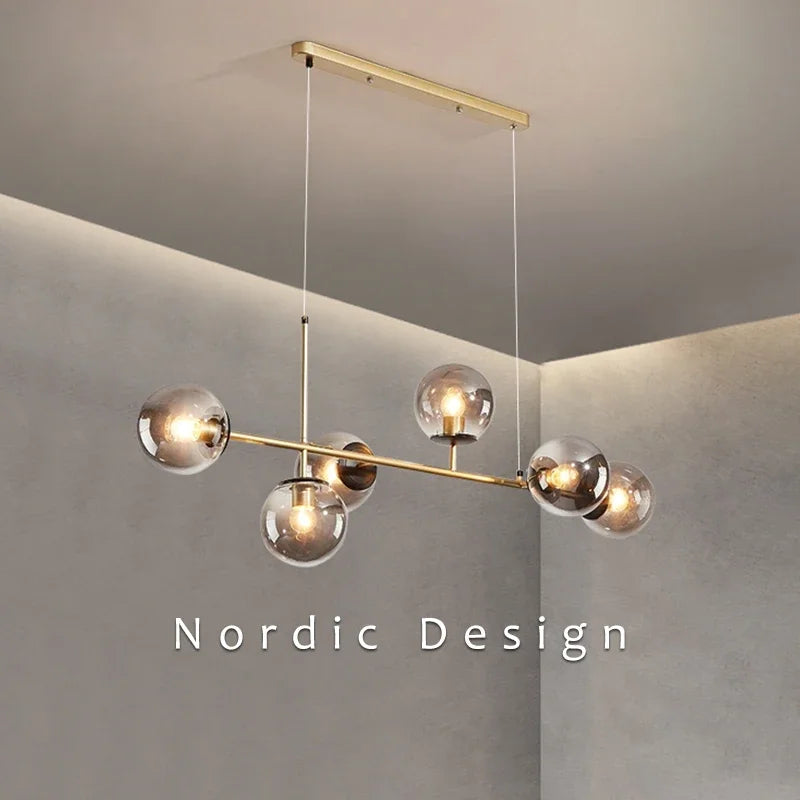 Modern Minimalist Glass Ball Chandelier