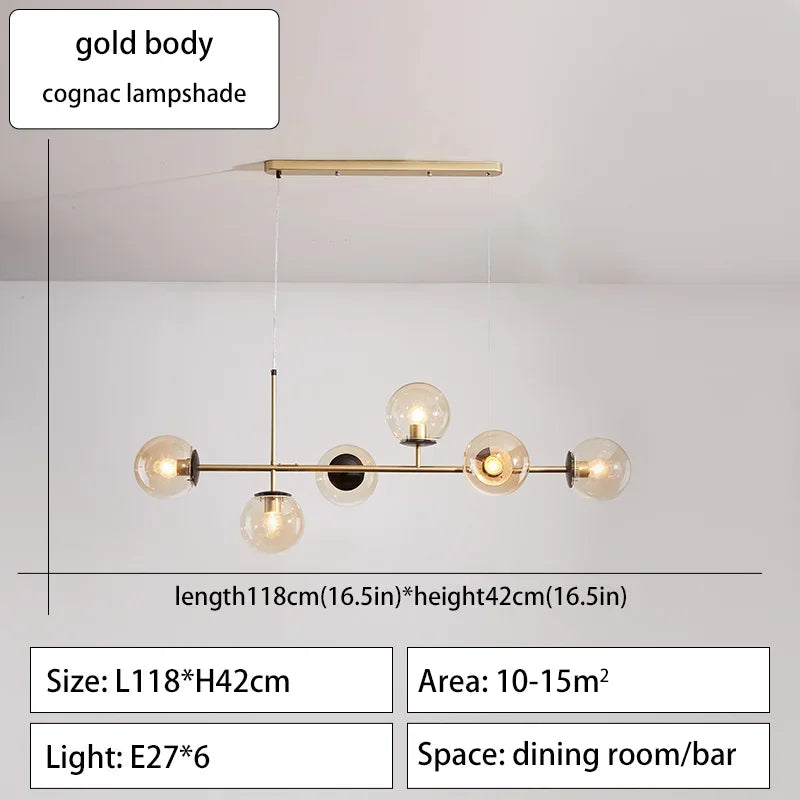 Modern Minimalist Glass Ball Chandelier