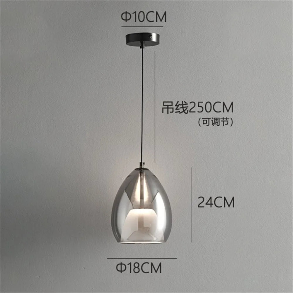 Luxury Glass Ball Oval Metal Pendant Light