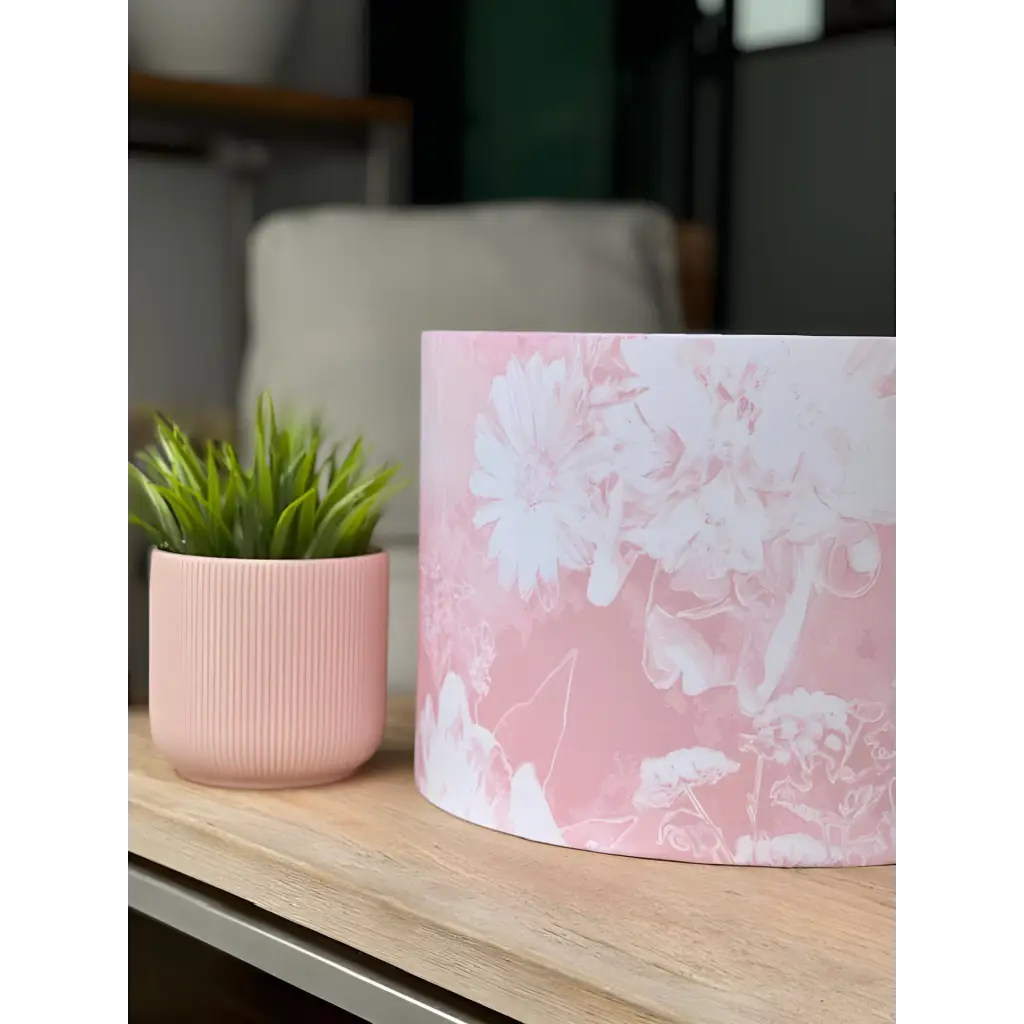 Handmade fabric lampshades Singapore in pink and white floral  pattern