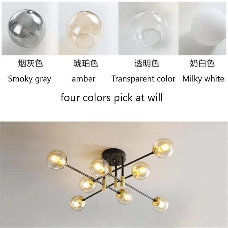 Nordic Modern LED Glass Ball Chandelier