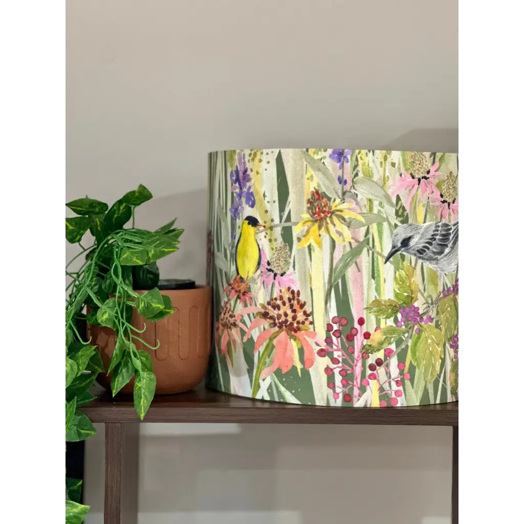 Handmade fabric lampshade Singapore in wildflower pattern