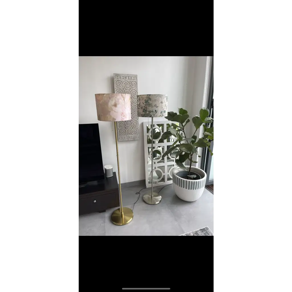 Gold standing floor lamp with a choice of a customised shade - Lampshade lamp