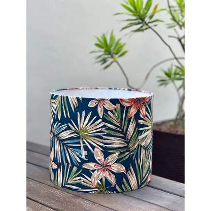 Handmade fabric lampshade Singapore in tropical print