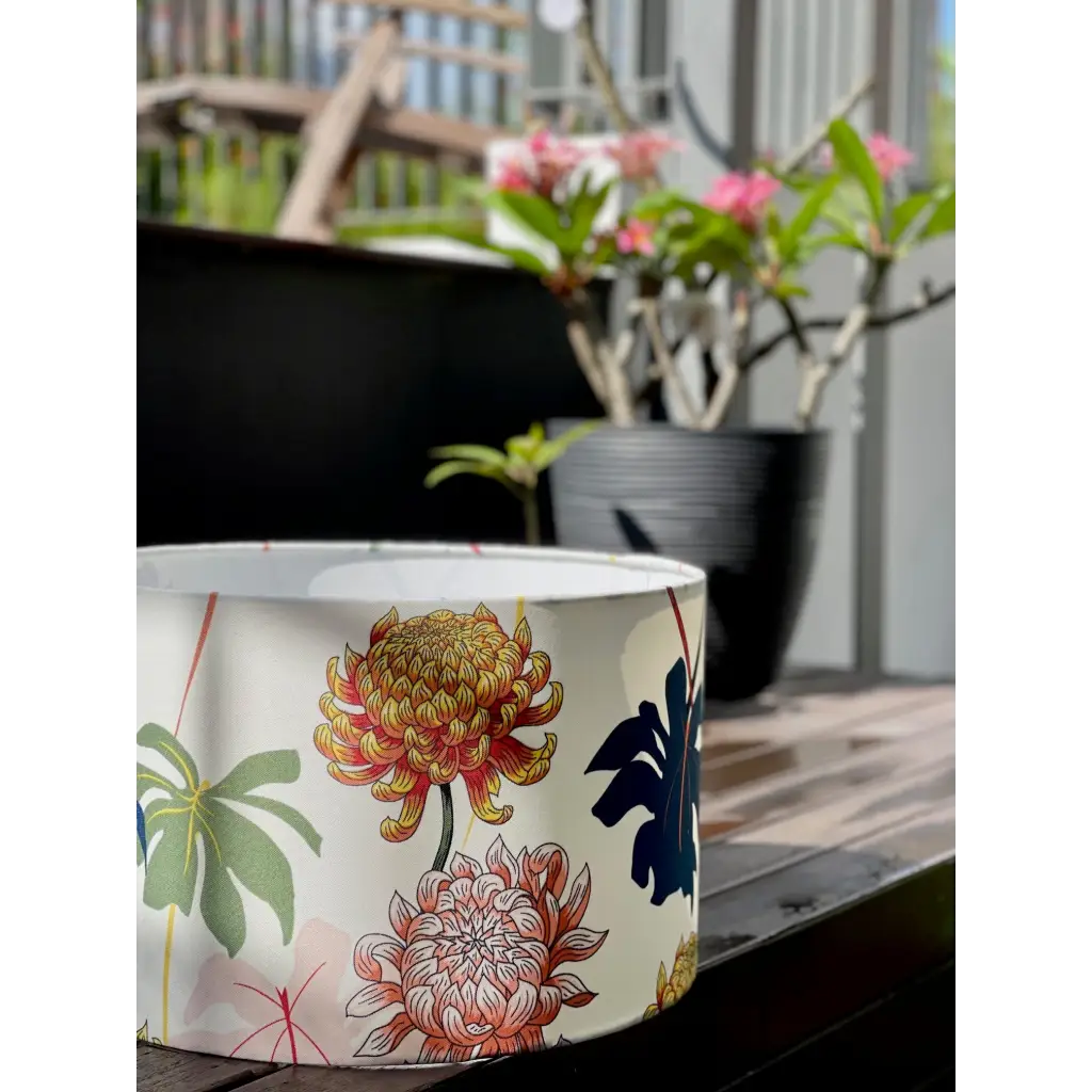 Handmade fabric lampshade Singapore with floral print
