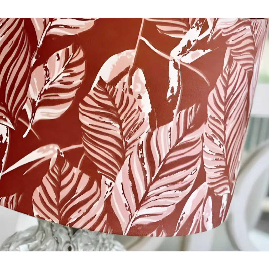 Blush pink tropical leaf lampshade