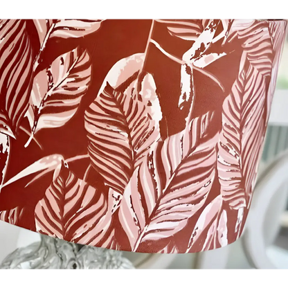 Blush pink tropical leaf lampshade