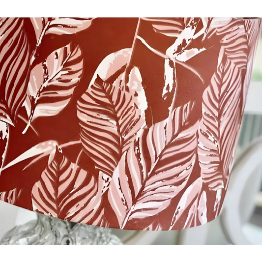 Blush pink tropical leaf lampshade