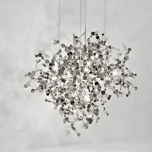 Stainless Steel Nordic Minimalist Tree Leaf Chandelier - Ceiling light silver